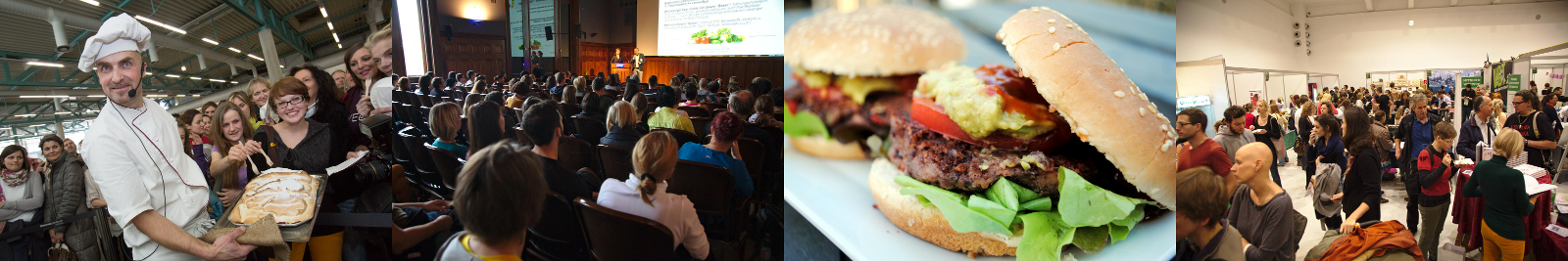 Besucher_innen, die das reichhaltige vegane Angebot genießen